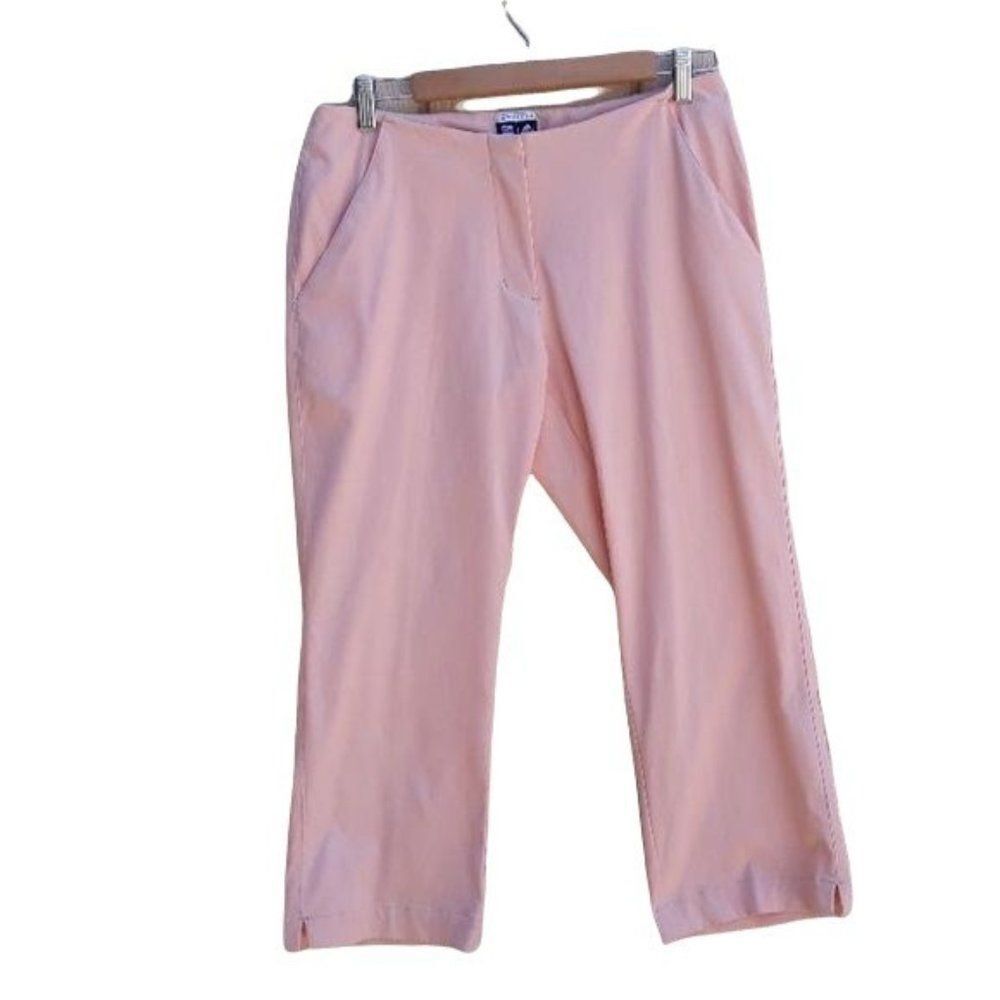 Adidas Pants Athletic Tech Cropped Low Rise Straight Leg Golf‎ Melon Sz 10